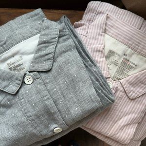 Set of 2 Muji Women's Side Seamless Double Gauze Cotton Pajamas, Size XS